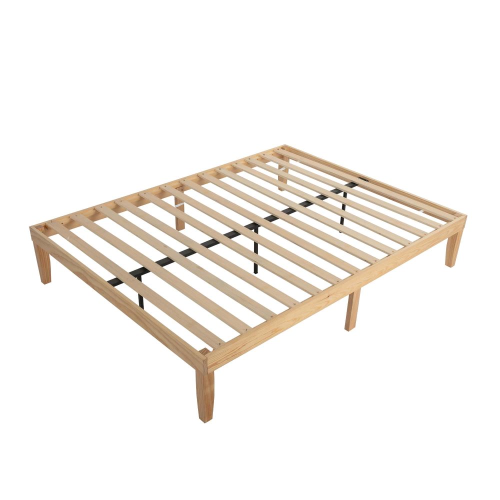 Warm Wooden Natural Bed Base Frame - Double