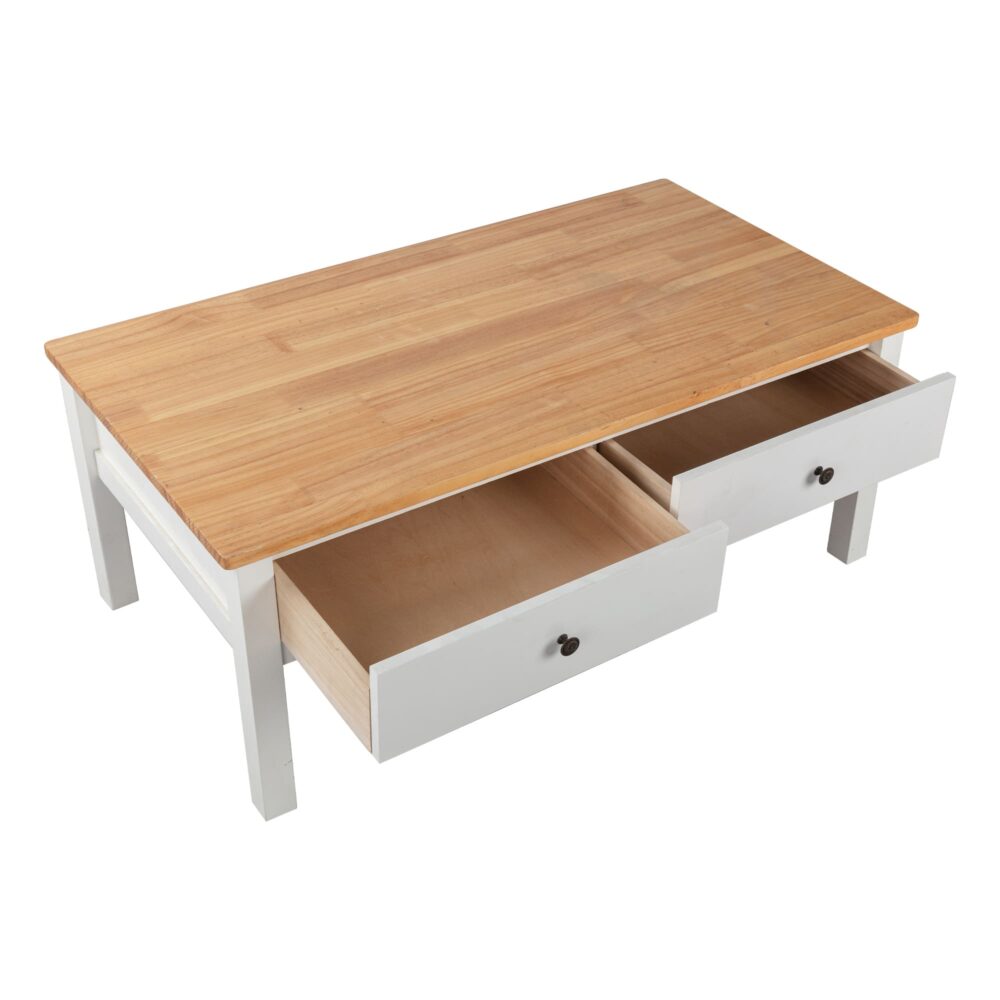 Sleek Natural Wood Rectangle Coffee Table