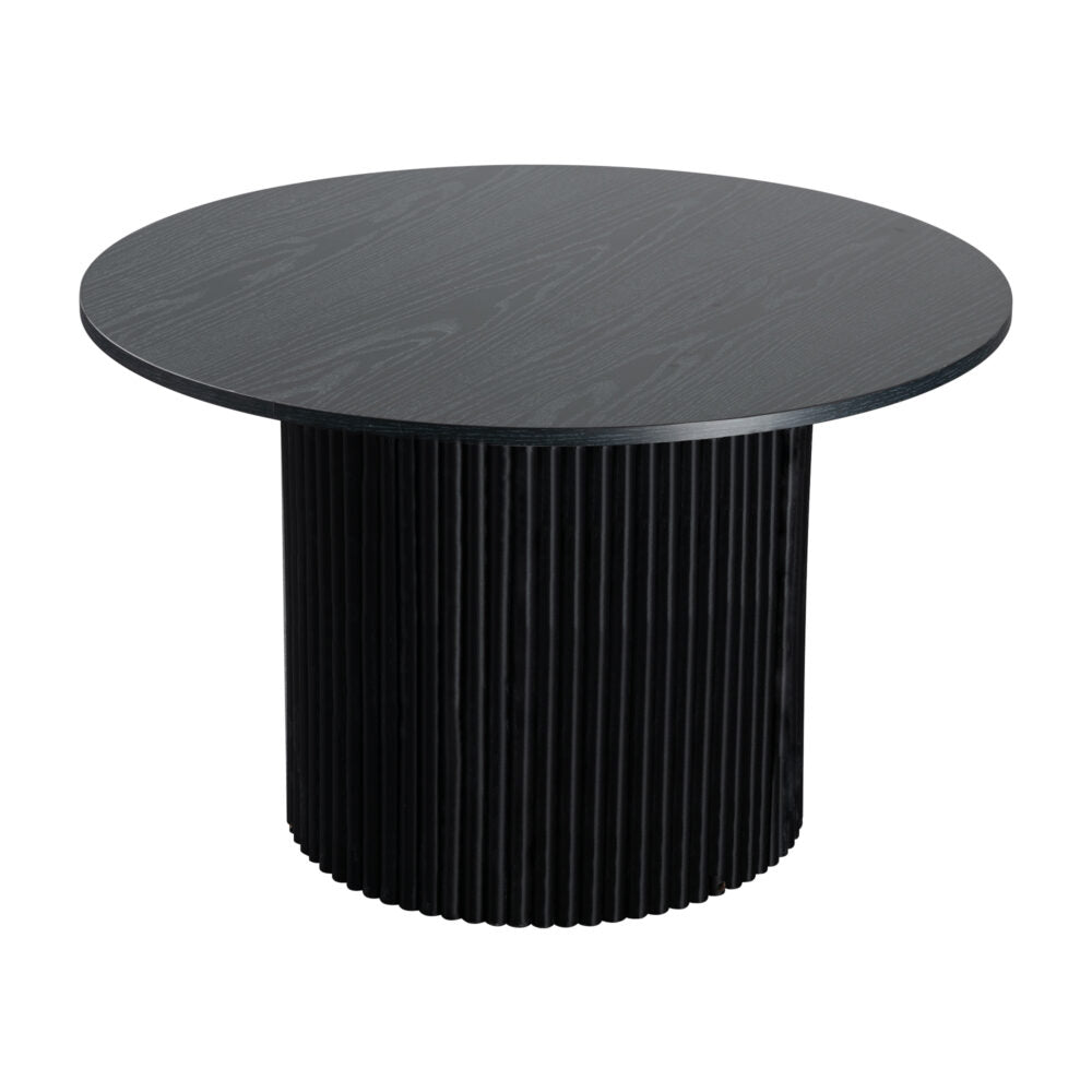 Luxe Black Ribbed Texture Wooden Coffee Table