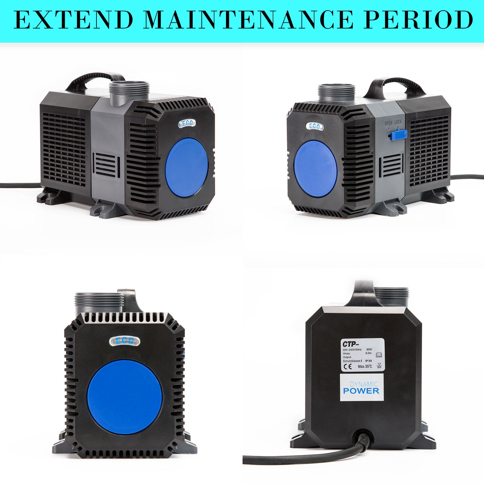 Dynamic Power Aquarium Submersible Pond Water Pump 10000L/H