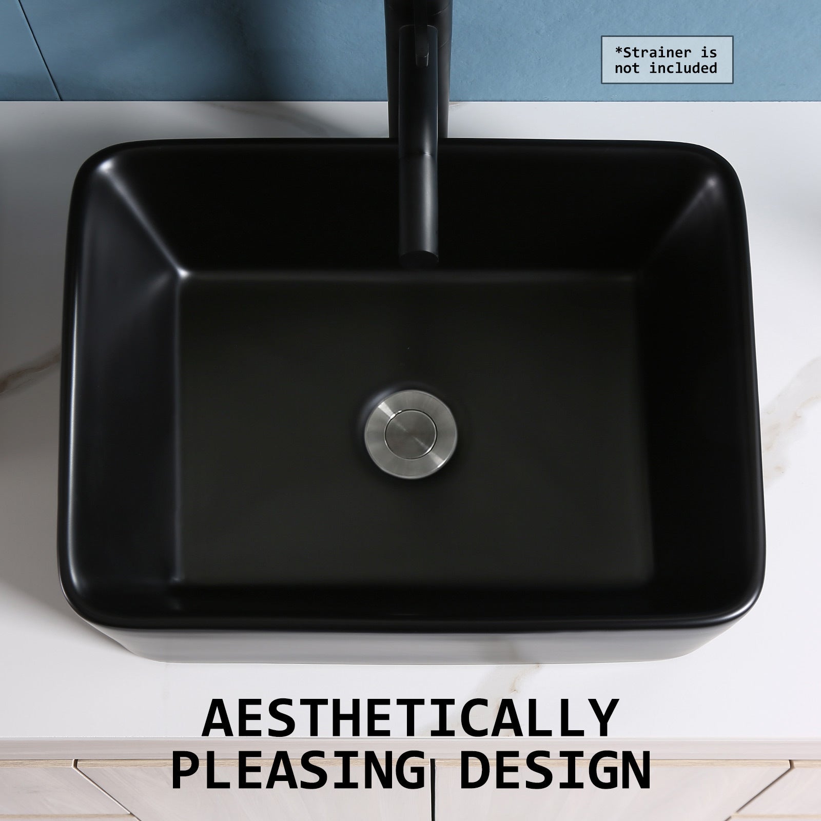 Muriel 48 x 37.5 x 13cm Black Ceramic Bathroom Basin Vanity Sink Above Counter Top Mount Bowl