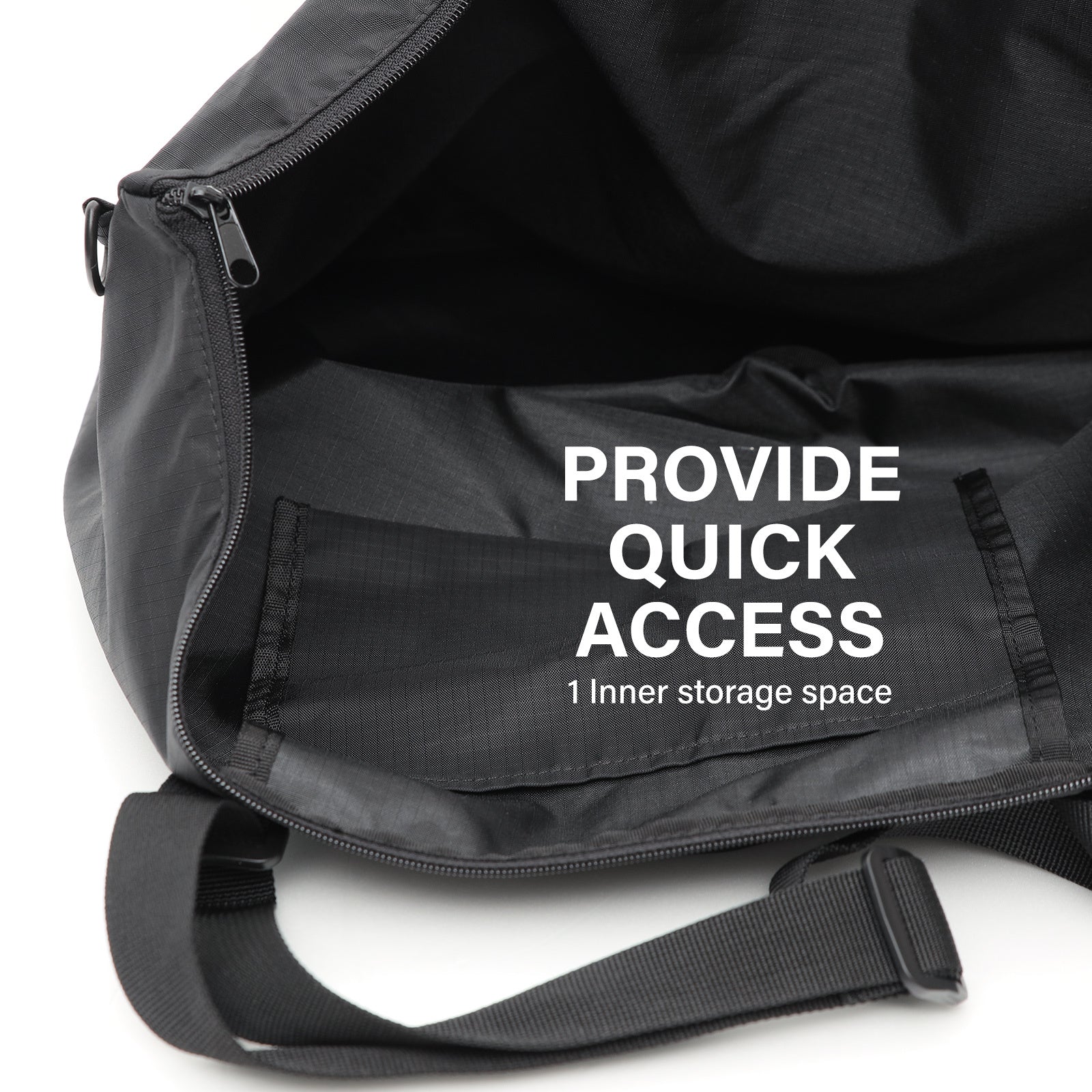 KOELE Black Shopper Bag Tote Bag Foldable Travel Laptop Grocery KO-DUAL