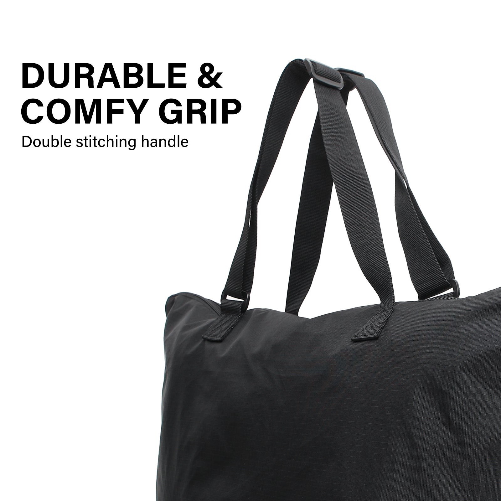 KOELE Black Shopper Bag Tote Bag Foldable Travel Laptop Grocery KO-DUAL