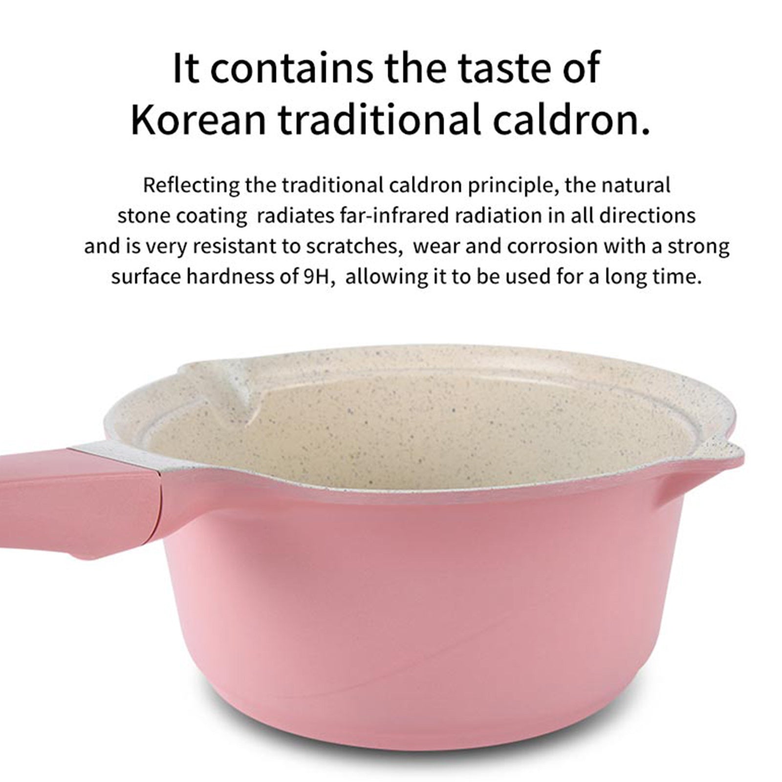 Happy Lambs 16cm Pink Sauce Pot Frying Pan w/ a Lid Set Non-Stick Stone Induction IH Frypan