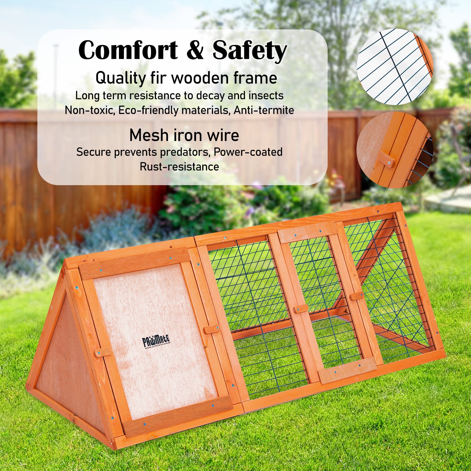 Paw Mate 118 x 50 x 45cm Rabbit Hutch Chicken Coop Triangle Cage Run