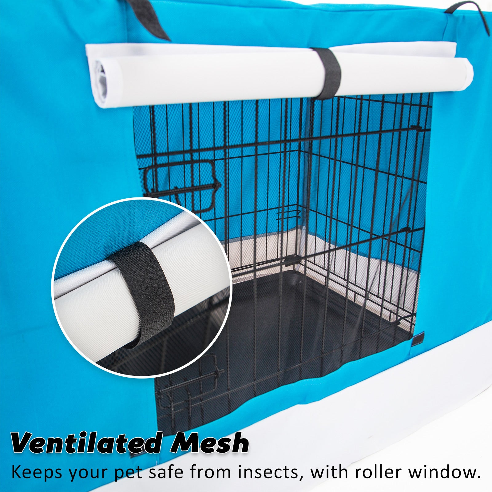 Paw Mate Wire Dog Cage Crate 36in with Tray + Cushion Mat + Blue Cover Combo