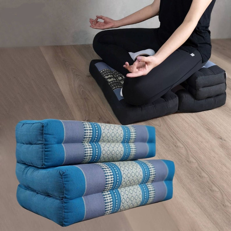 3-Fold Zafu Meditation Cushion Set Blue Medium Size