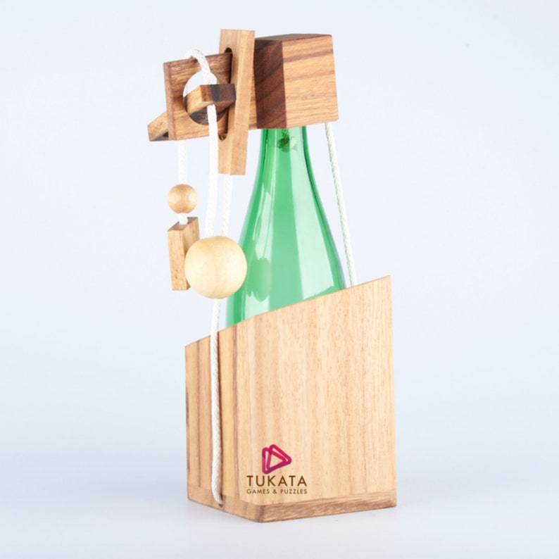 Brainteaser wine bottle mystery lock puzzle- open the lock before you can have a drink! Great party gift