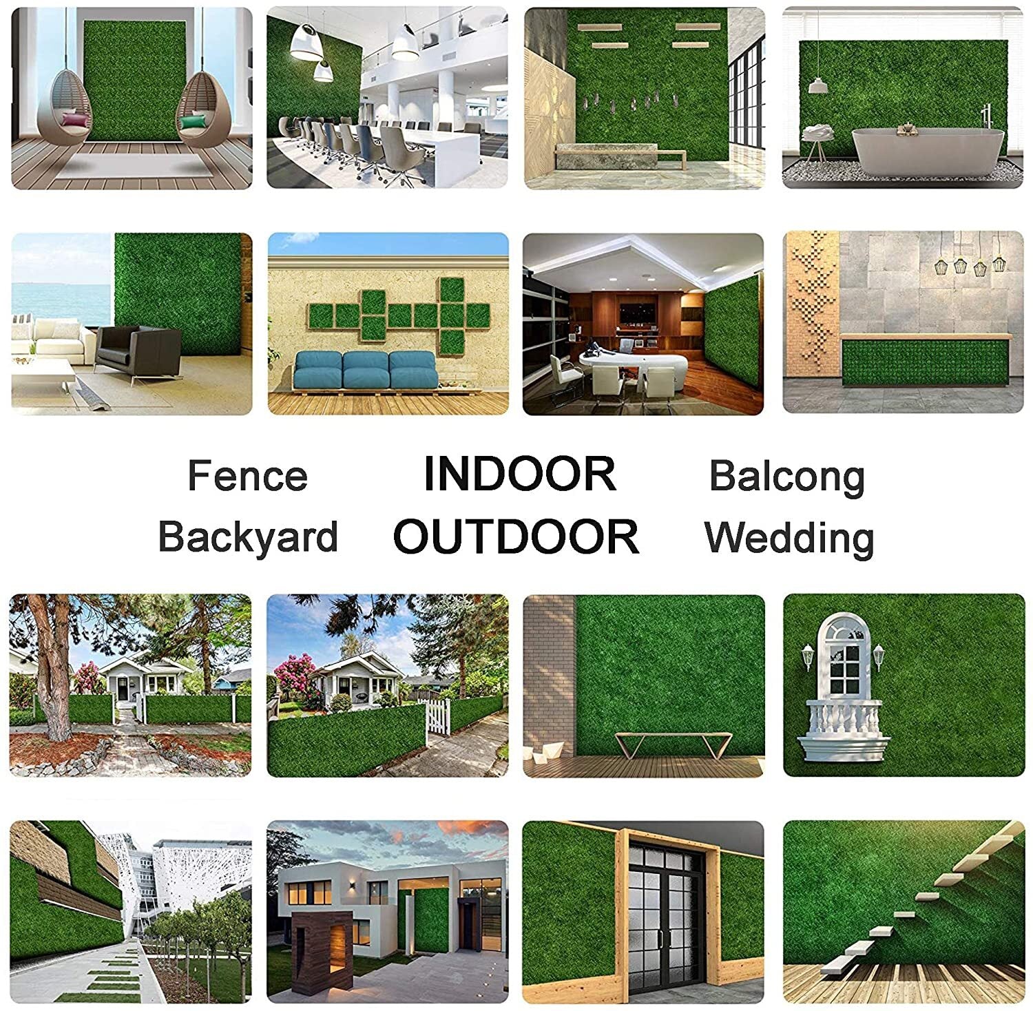 YES4HOMES 1 SQM Artificial Plant Wall Grass Panels Vertical Garden Foliage Tile Fence 1X1M Green