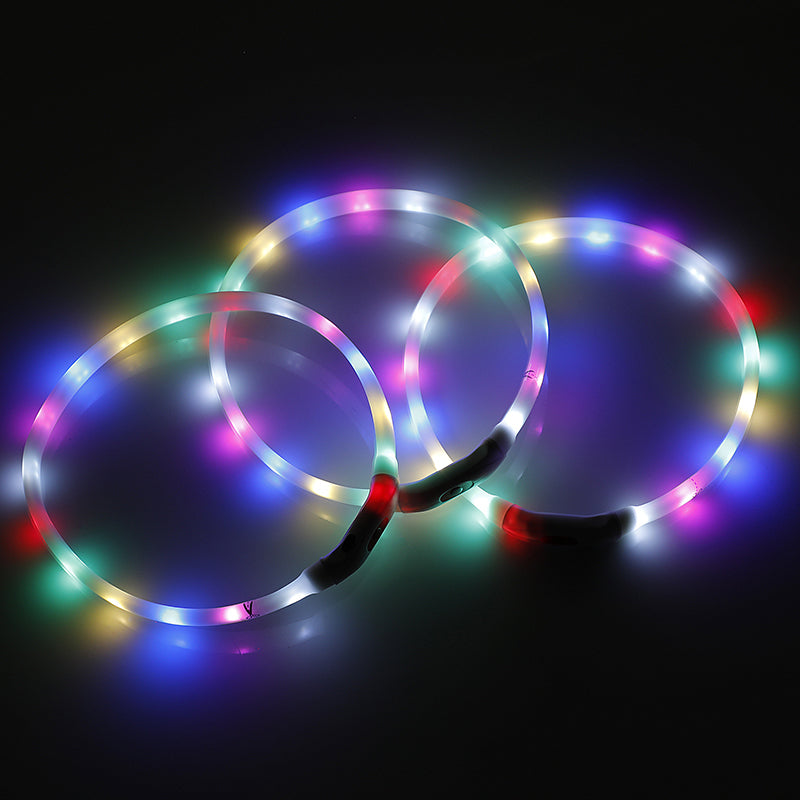 2 X YES4PETS Small 40CM LED Dog Collar USB Rechargeable Night Glow Flashing Light Up Safety Pet Collars