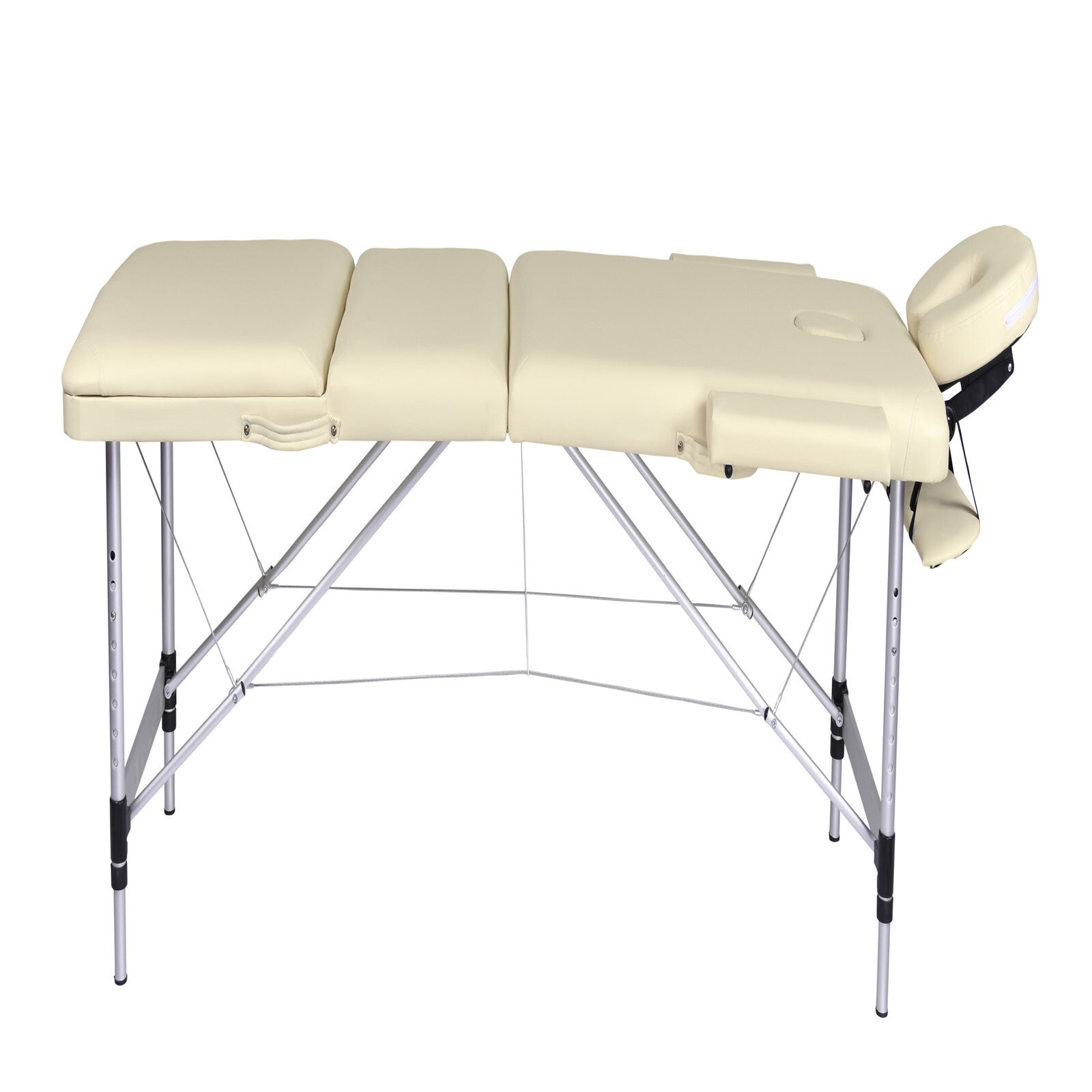 YES4HOMES 3 Fold Portable Aluminium Massage Table Massage Bed Beauty Therapy Beige