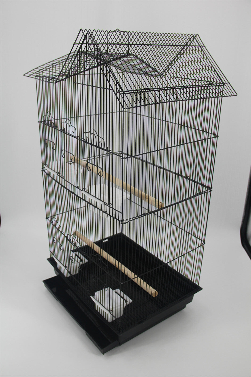 YES4PETS Medium Size Bird Cage Parrot Budgie Aviary with Perch - Black