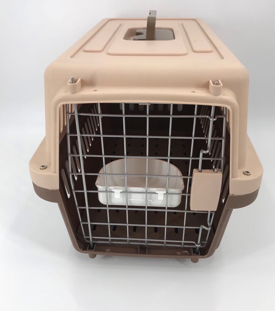 YES4PETS Medium Dog Cat Crate Pet Rabbit Carrier Airline Cage With Bowl & Tray-Brown