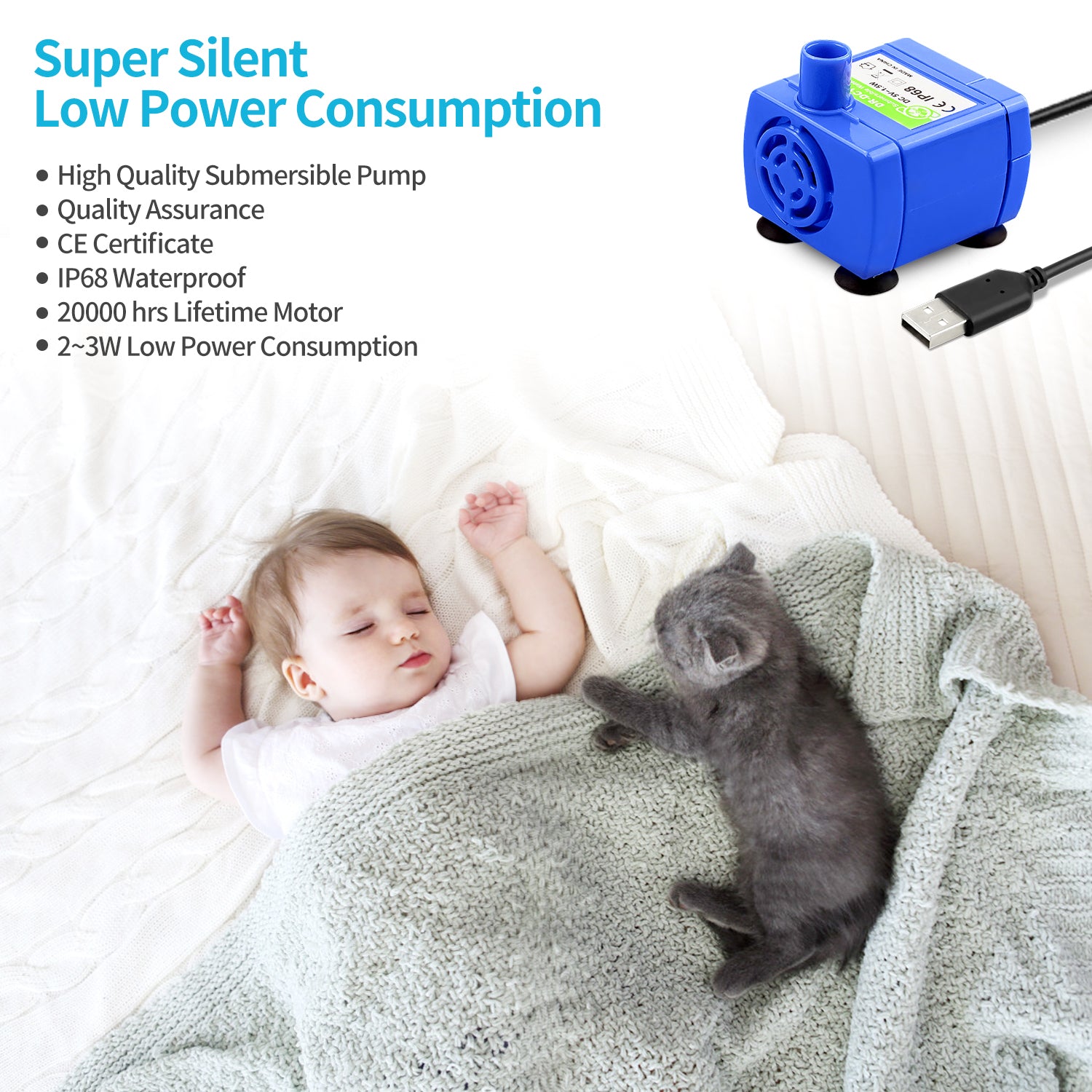 YES4PETS Blue Ceramic Electric Pet Water Fountain Dog Cat Water Feeder Bowl Dispenser