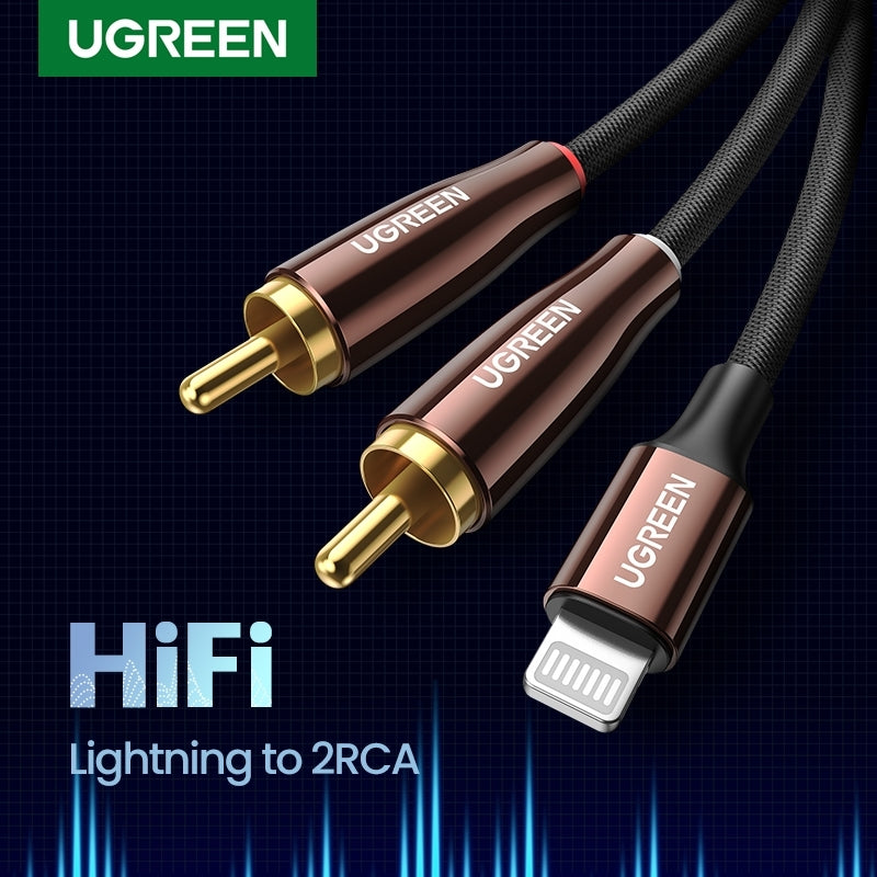 UGREEN 40904 RCA Cable MFi Certified 8-pin for iPhone to RCA Cable