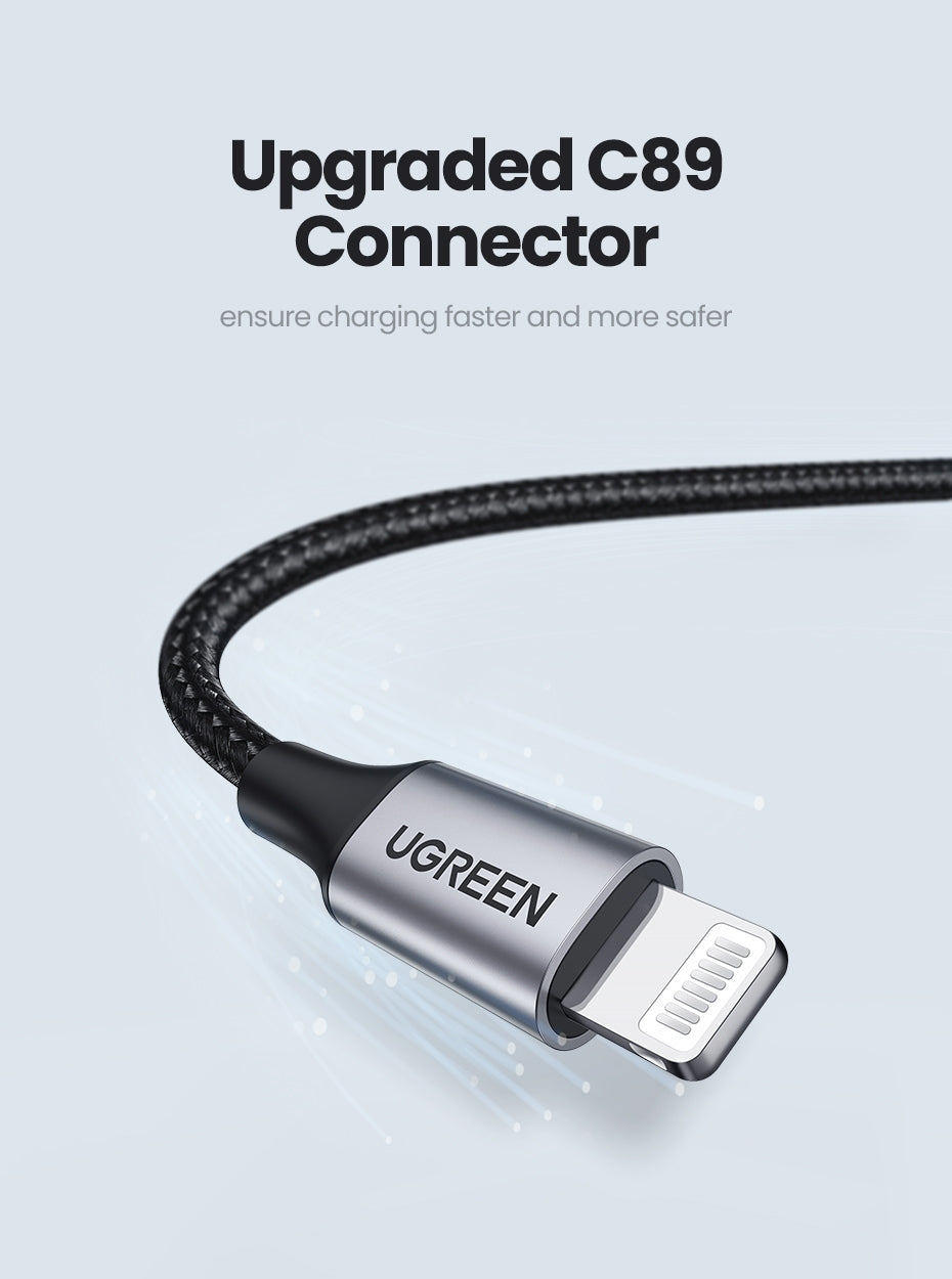UGREEN 60158 USB-A to 8-pin iPhone Charging Cable 2M Black