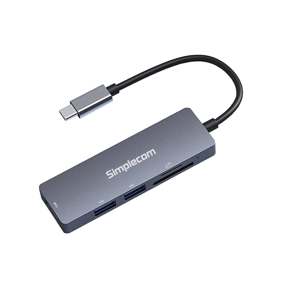 Simplecom CH255 USB-C 5-in-1 Multiport Adapter 3-Port USB-A Hub with SD MicroSD Card Reader