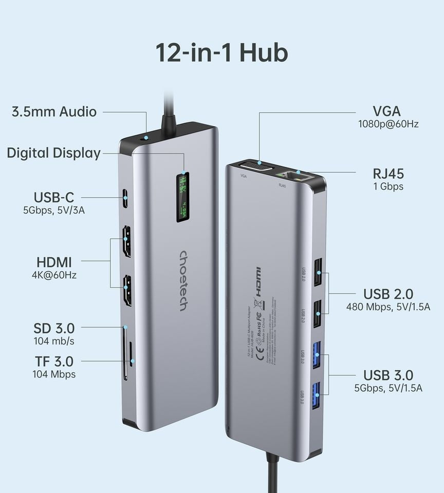 CHOETECH HUB-M26 12-in-1 USB-C Multiport Adapter