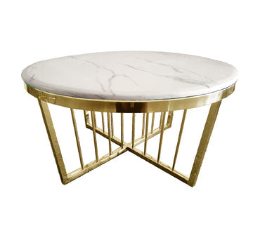 Salina Coffee Table - Marble - 95cm Gold