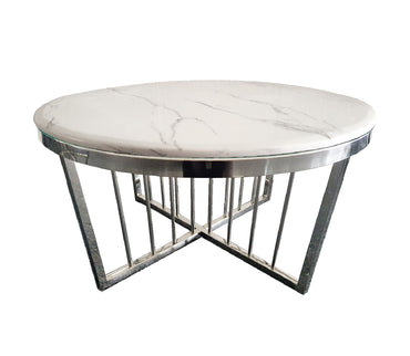 Salina Coffee Table - Marble - 95cm Silver