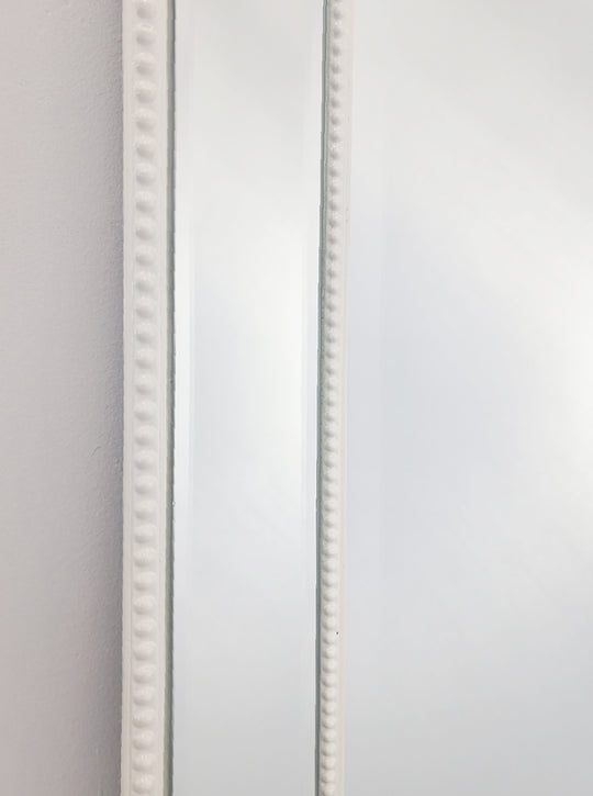 Medium White Beaded Framed Mirror - 70cm x 170cm
