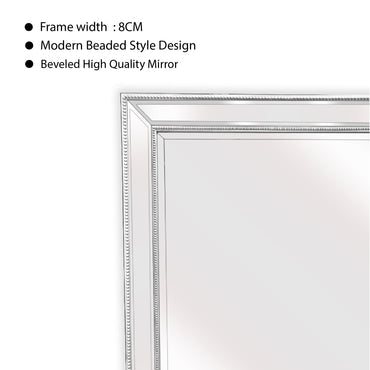 White Beaded Framed Mirror - Rectangle 80cm x 110cm