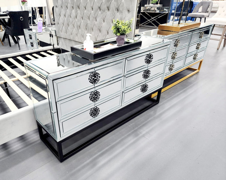 Athens Mirrored Dresser Table -Black