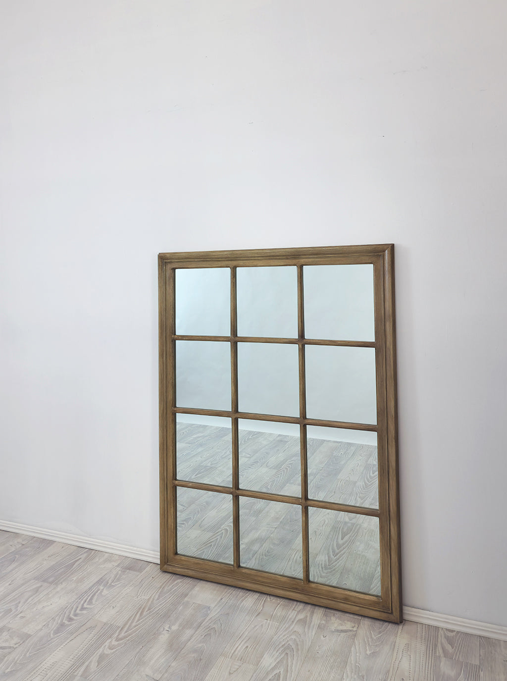 Window Style Mirror - Taupe Rectangle 95cm x 130cm