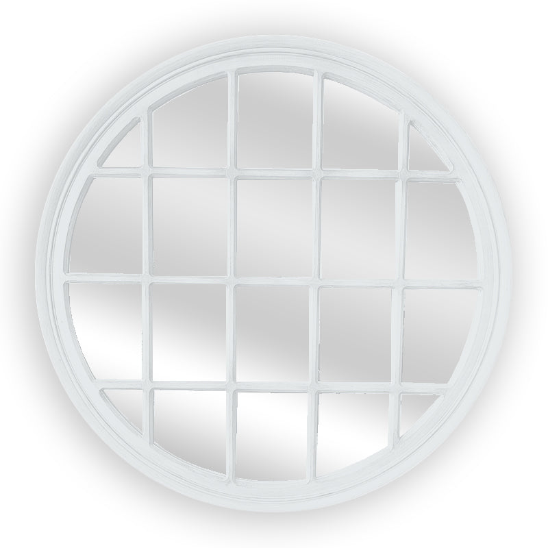 Window Style Mirror - White Circle 100cm