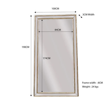 Gold Beaded Framed Mirror - X Large 190cm x 100cm