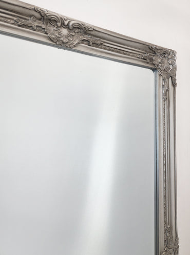 French Provincial Ornate Mirror - Antique Silver - Medium 70cm x 170cm