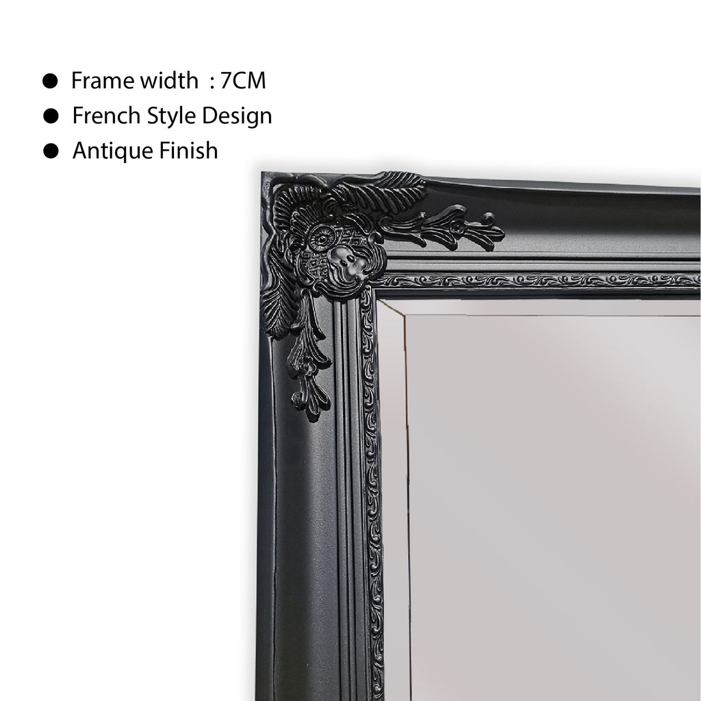 French Provincial Ornate Mirror - Black - Medium 70cm x 170cm