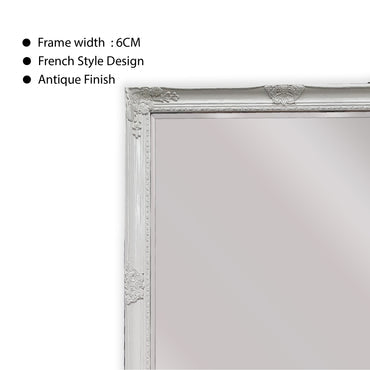 French Provincial Ornate Mirror - White - Free Standing 50cm x 170cm