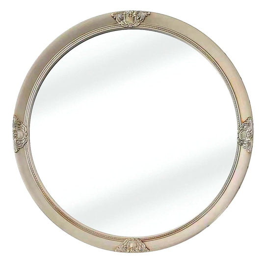 French Provincial Ornate Round Mirror - Champagne