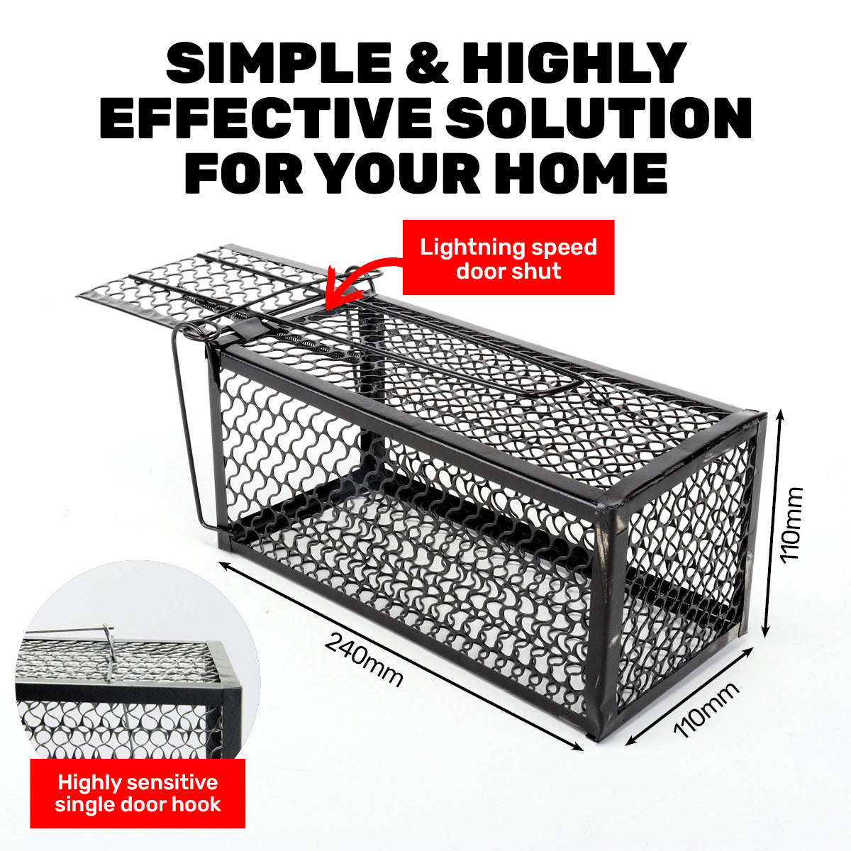 SAS Pest Control 12PCE Rat Trap Metal Cage Reusable Indoor Outdoor Use 24cm