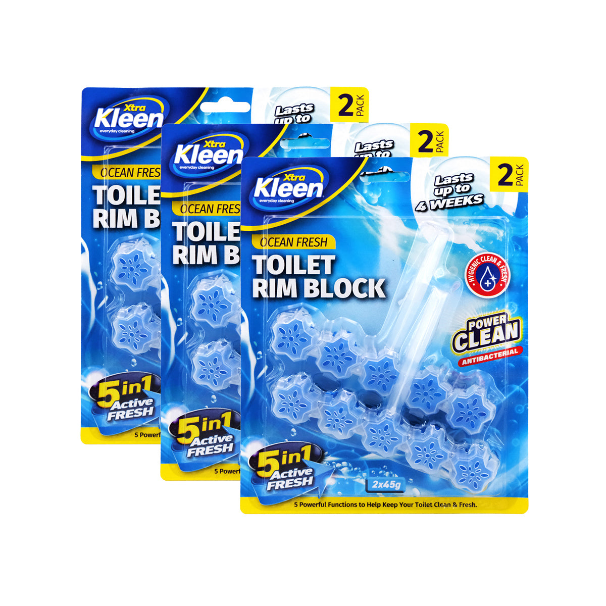 Xtra Kleen 72PCE 45g Toilet Rim Clip-On Deodoriser Foaming Action Ocean Fresh