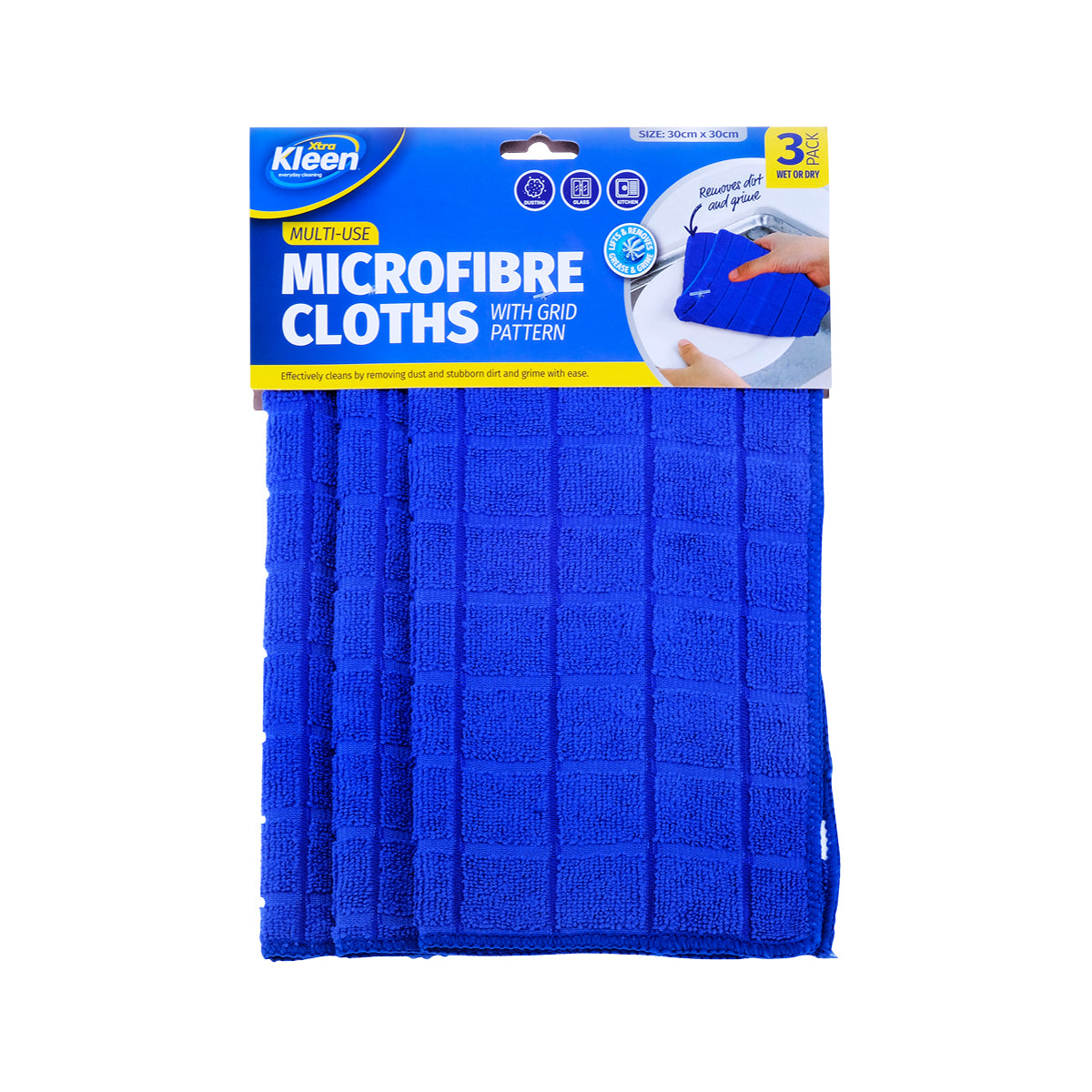 Xtra Kleen 72PCE Microfibre Cloths Lint Free Absorbent Multipurpose 30 x 30cm