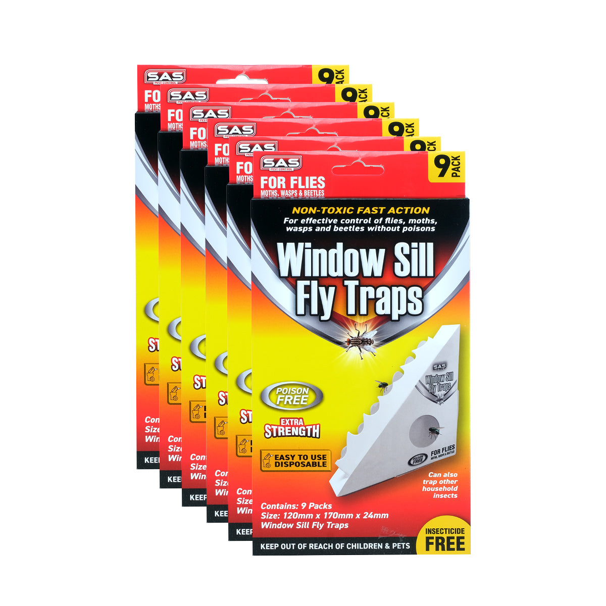 SAS Pest Control 216PCE Window Sill Fly/Insect Traps Ready To Use 12 x 17cm