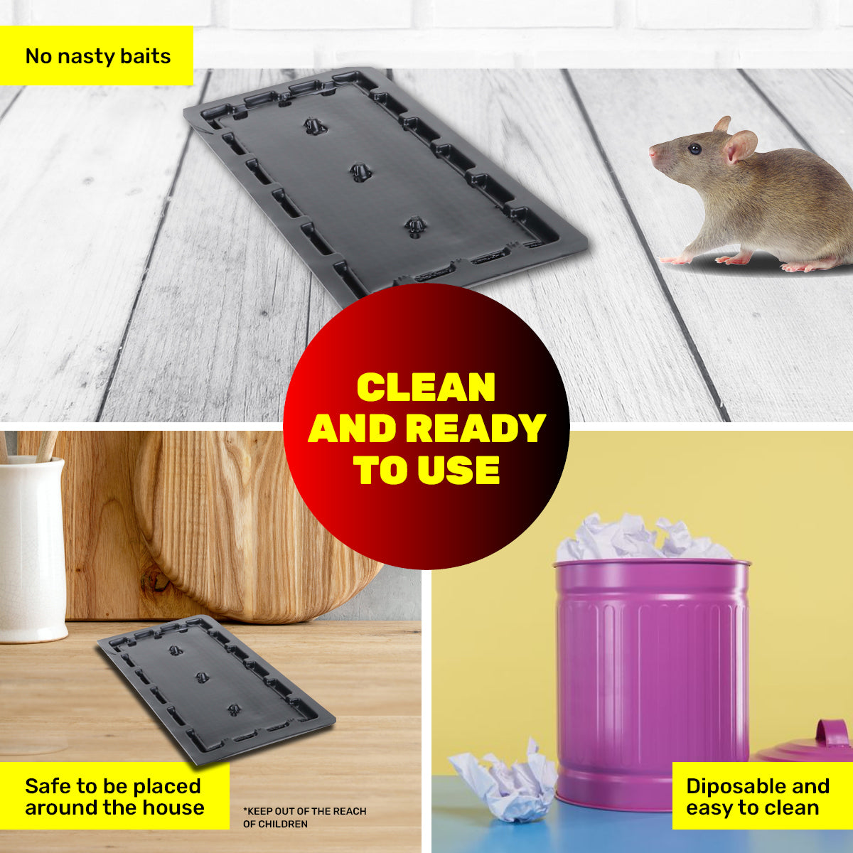 SAS Pest Control 144PCE Rat Mouse Traps Extra Large Super Strong 20.5 x 11cm