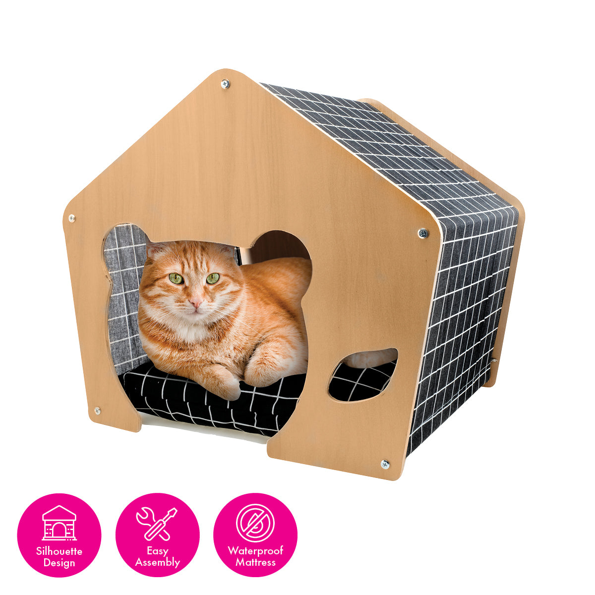 Pet Basic Cat Silhouette Cozy House Waterproof Mattress 47 x 47 x 50cm