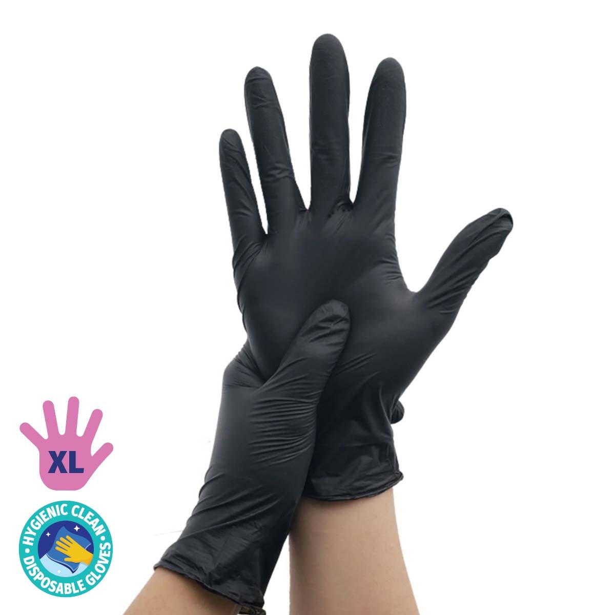 Xtra Kleen 1000PCE Disposable Nitrile Gloves Black Latex Powder Free Size XL