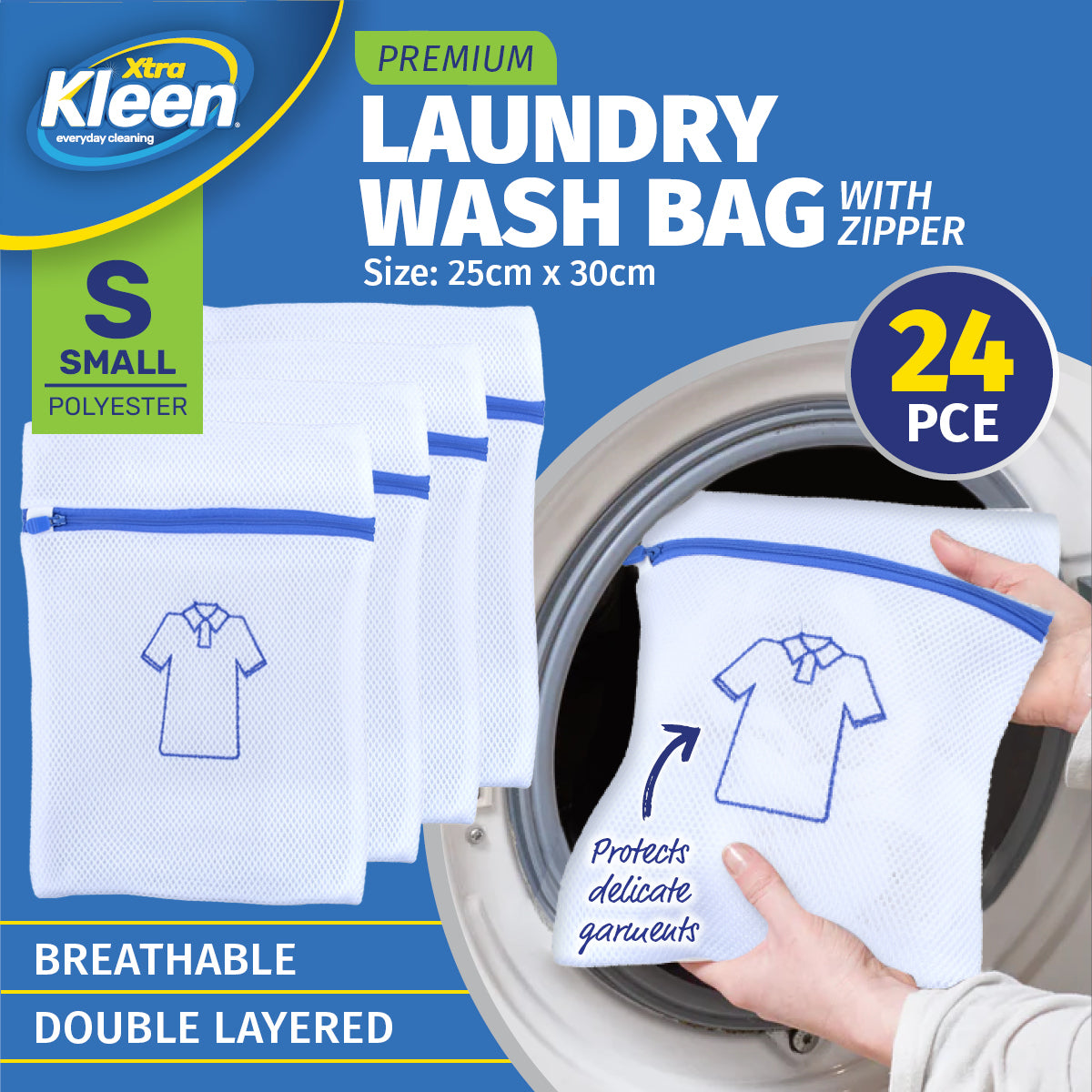 Xtra Kleen 24PCE Laundry Wash Bags Delicate Garments Size Small 25 x 30cm