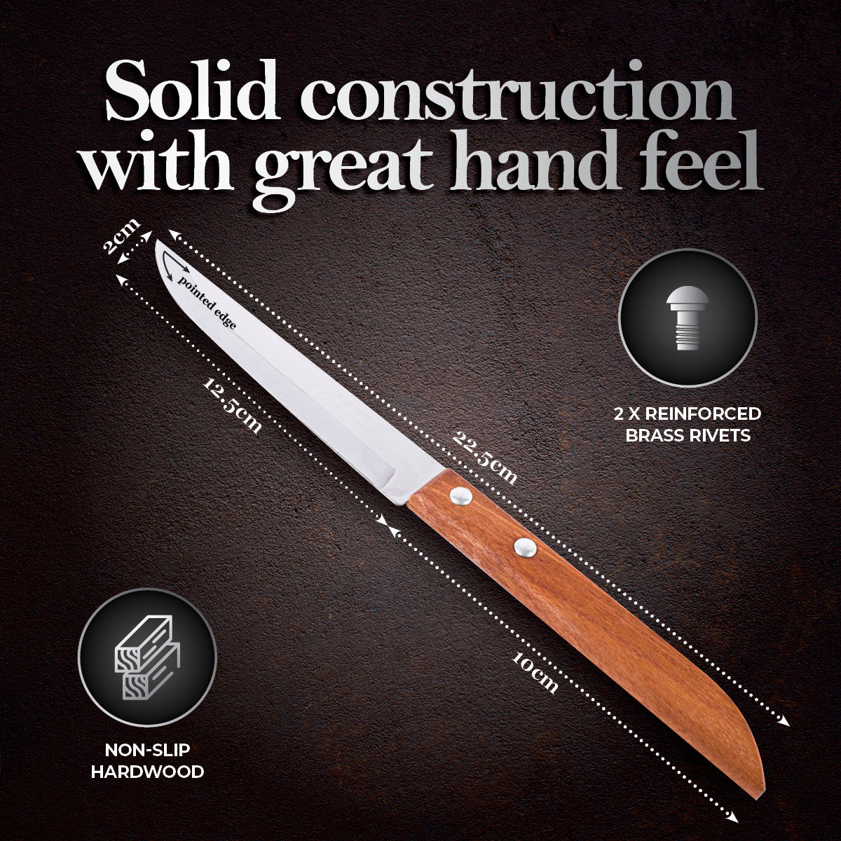 KIWI 12PCE Steak Knife Premium Professional Range Tempered Steel Blade 22.5cm