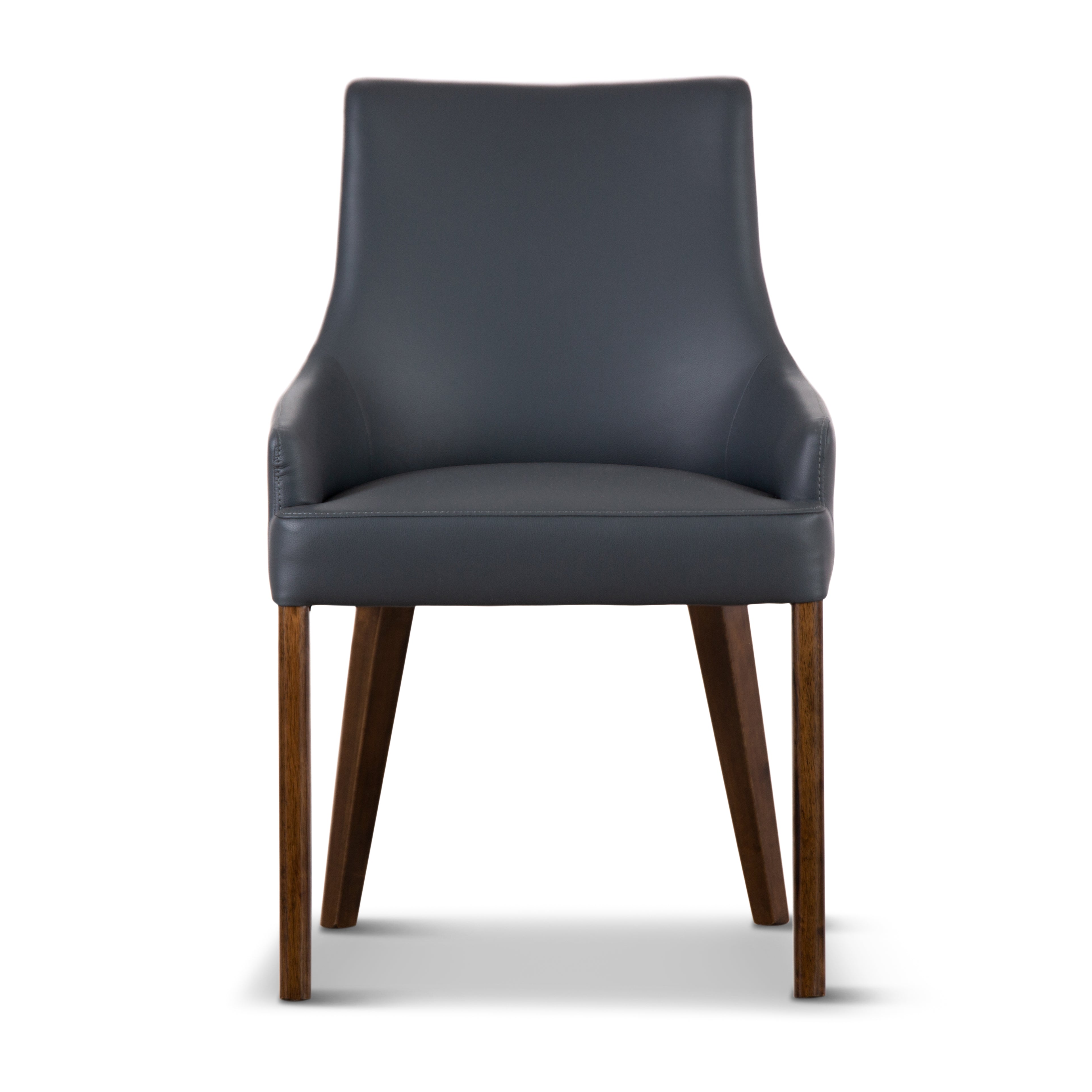 Tuberose Dining Chair Set of 3 PU Leather Solid Acacia Wood Furniture Dark Grey