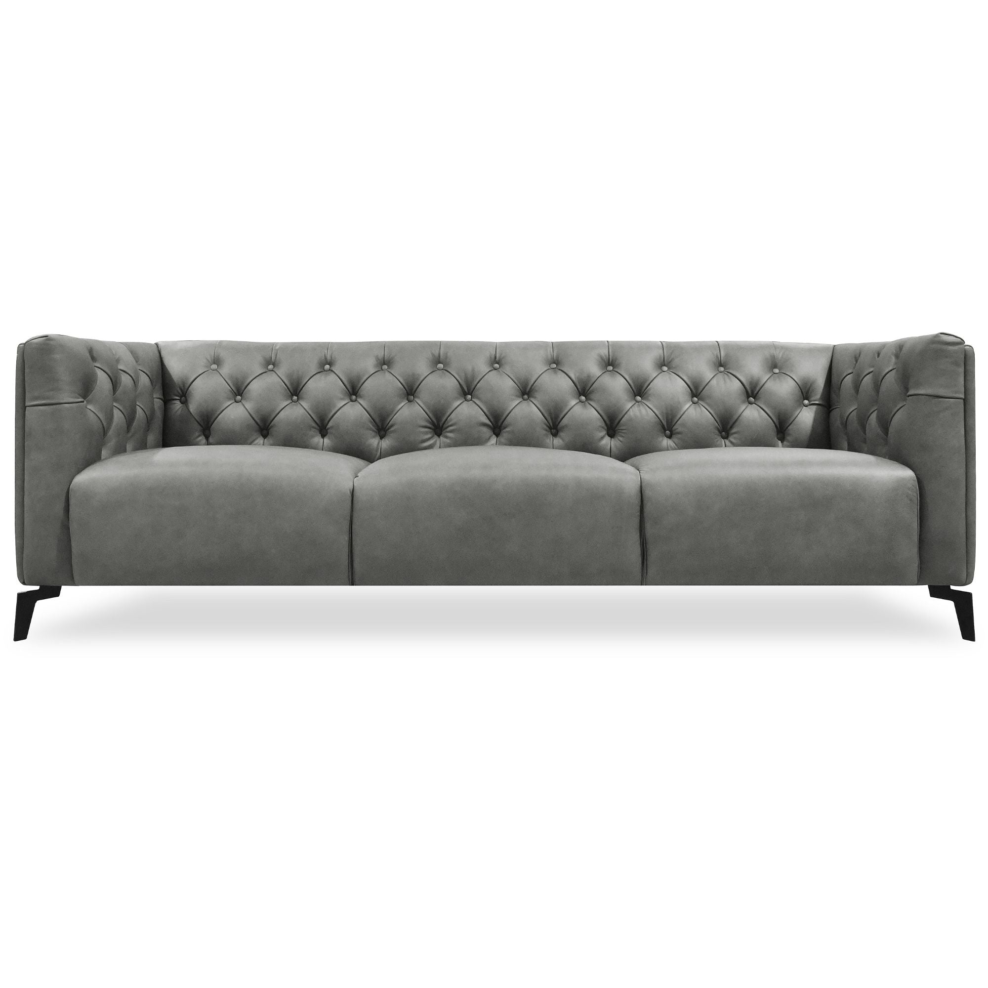 Luxe Genuine Forli Leather Sofa 3.5 Seater Upholstered Lounge Couch - Dark Grey