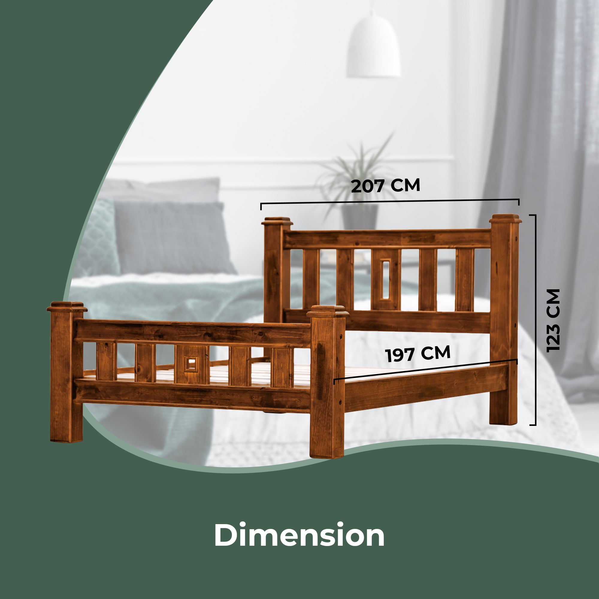 Umber Bed Frame King Size Mattress Base Solid Pine Timber Wood - Dark Brown