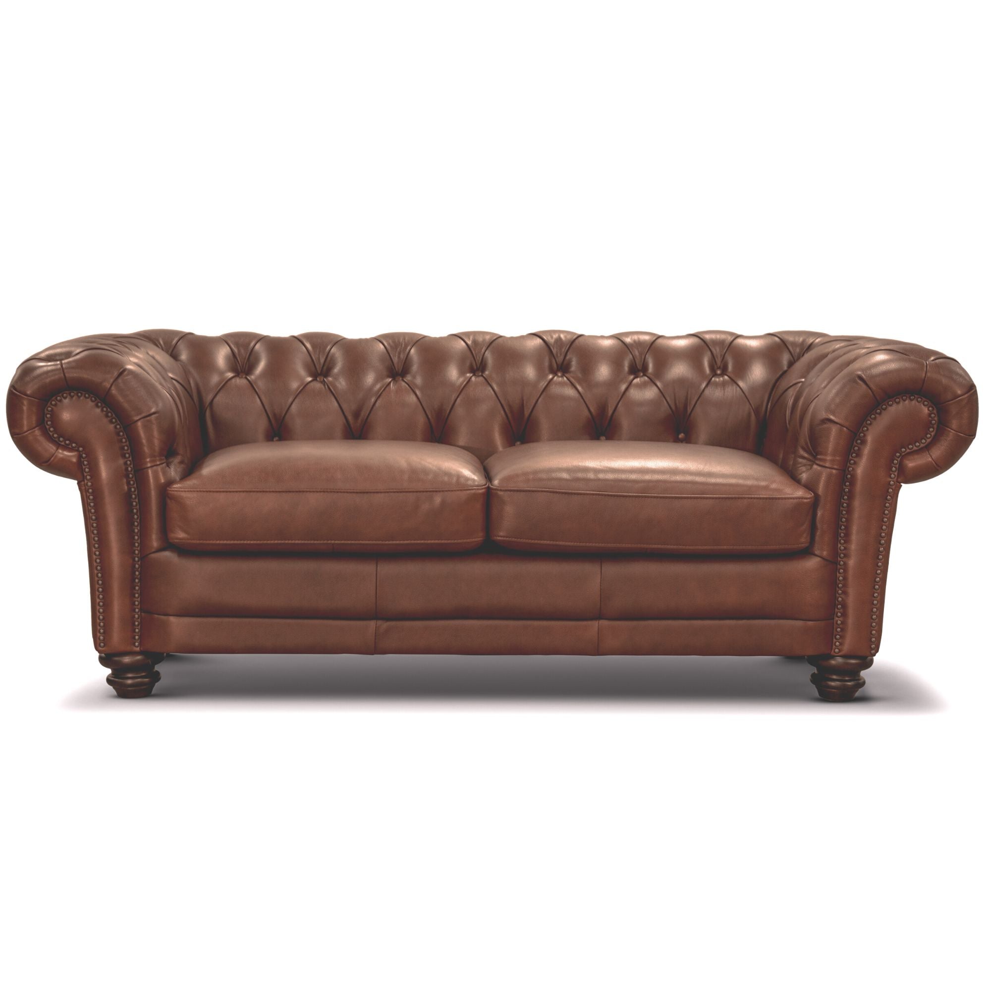 Sonny 3+2.5 Seater Genuine Leather Sofa Chestfield Lounge Couch - Butterscotch