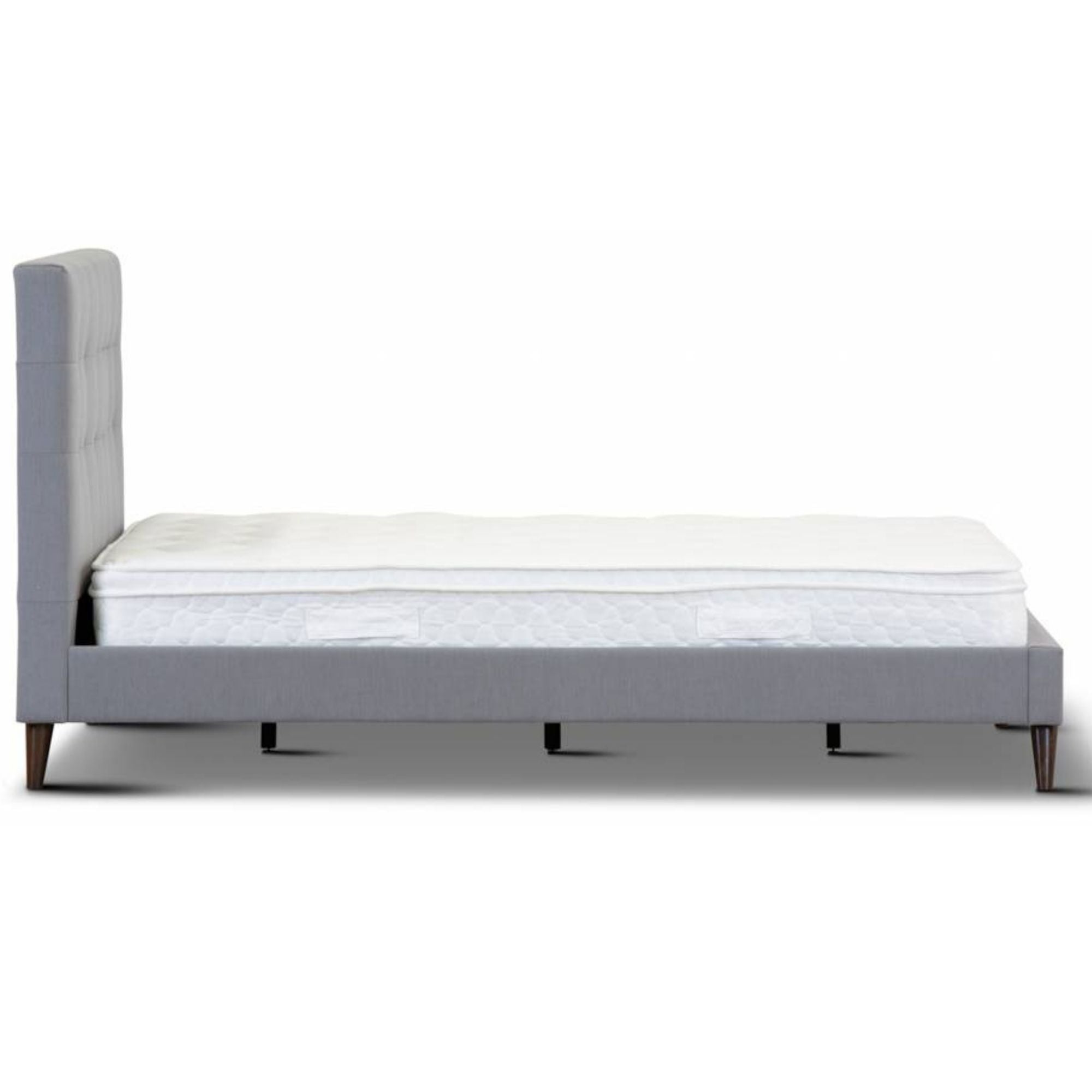 Volga Queen Bed Platform Frame Fabric Upholstered Mattress Base - Grey