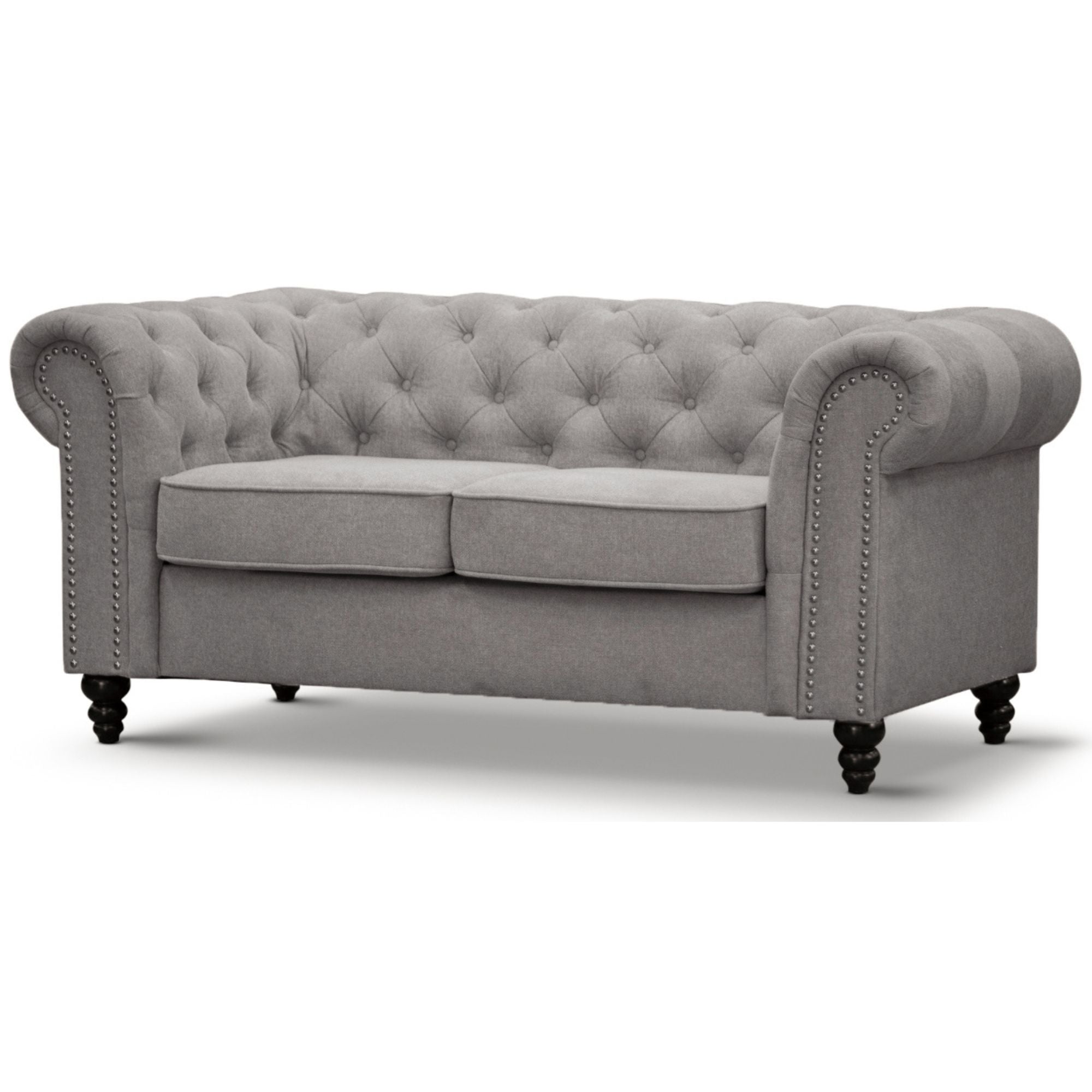 Mellowly 2 Seater Sofa Fabric Uplholstered Chesterfield Lounge Couch - Grey