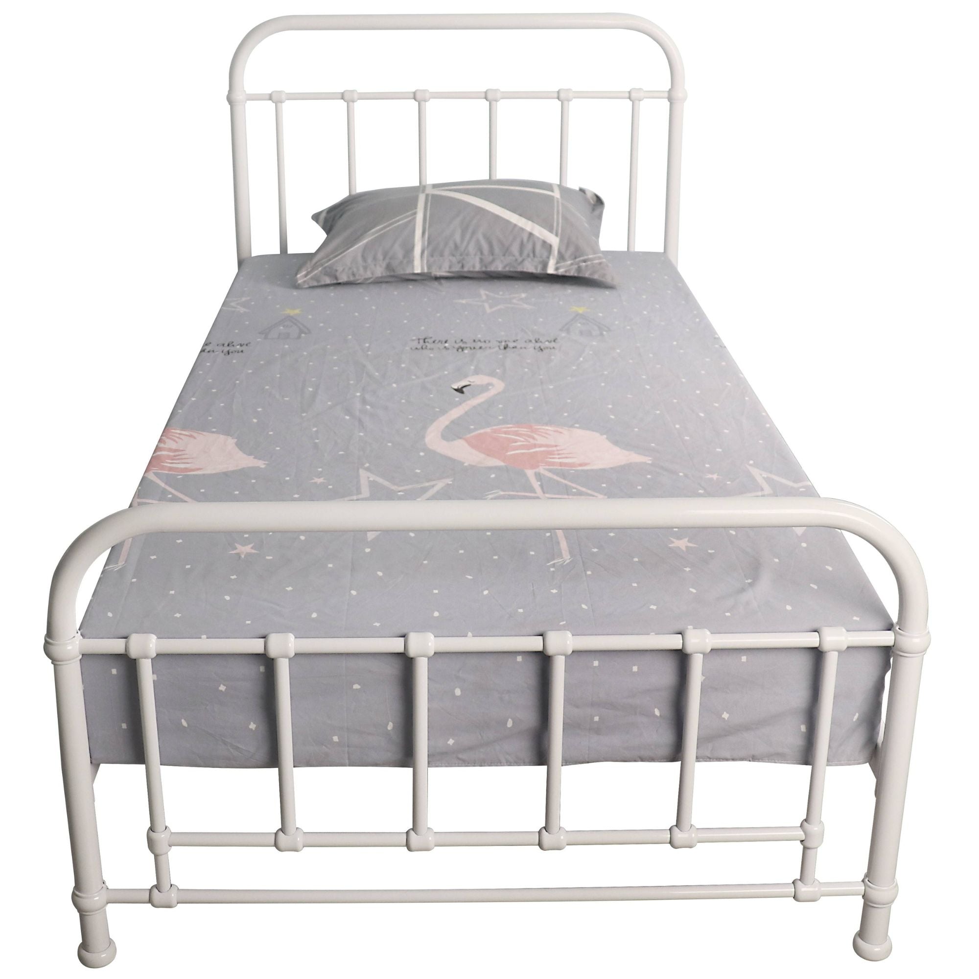 Metallica King Single Bed Size Metal Frame Platform Mattress Base - White